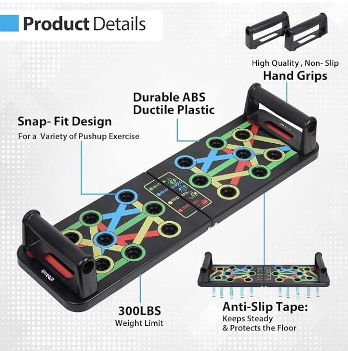 Multifunctional Collapsible Push-Up Board System (120KG Capacity)